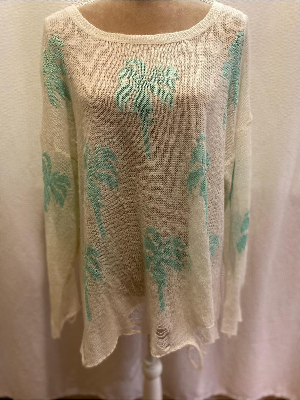 Wild fox distressed palm sweater